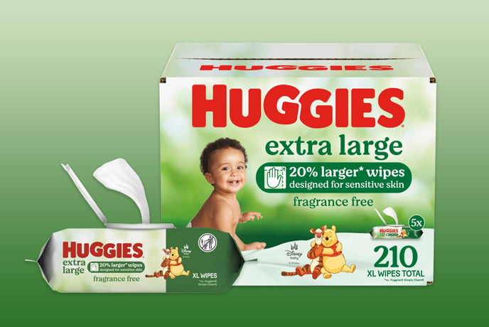 Huggies® Extra Large Baby Wipes, 20% larger* Wipes, Designed for Sensitive Skin, Fragrance Free Wipes